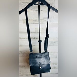 Fossil Black Leather Crossbody Purse Bag with Adjustable Strap